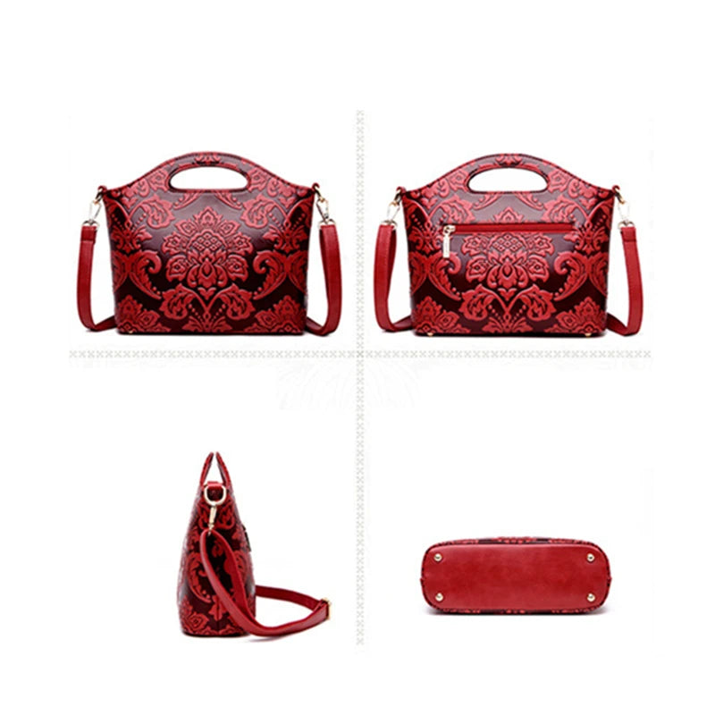 MOTAORA Women Leather Shouder Bag 2025 New High Quality Chinese Style Tote Bags Vintage Embossed Handbag Floral Retro Bag Ladies