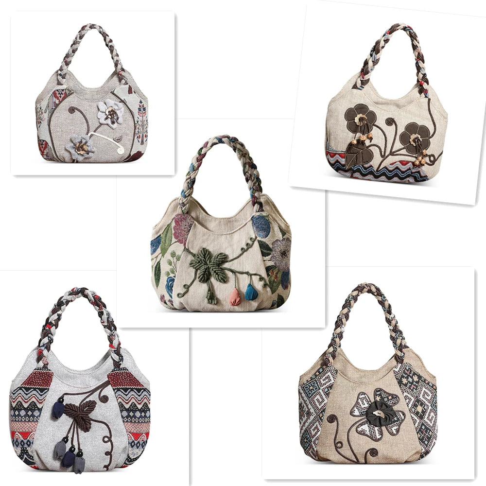 MOTAORA Women Handbags Vintage Canvas Bag Ladies Canvas Handbag Casual 2025 Woven Small Handbag Fabric Gout Craft Female Handbag