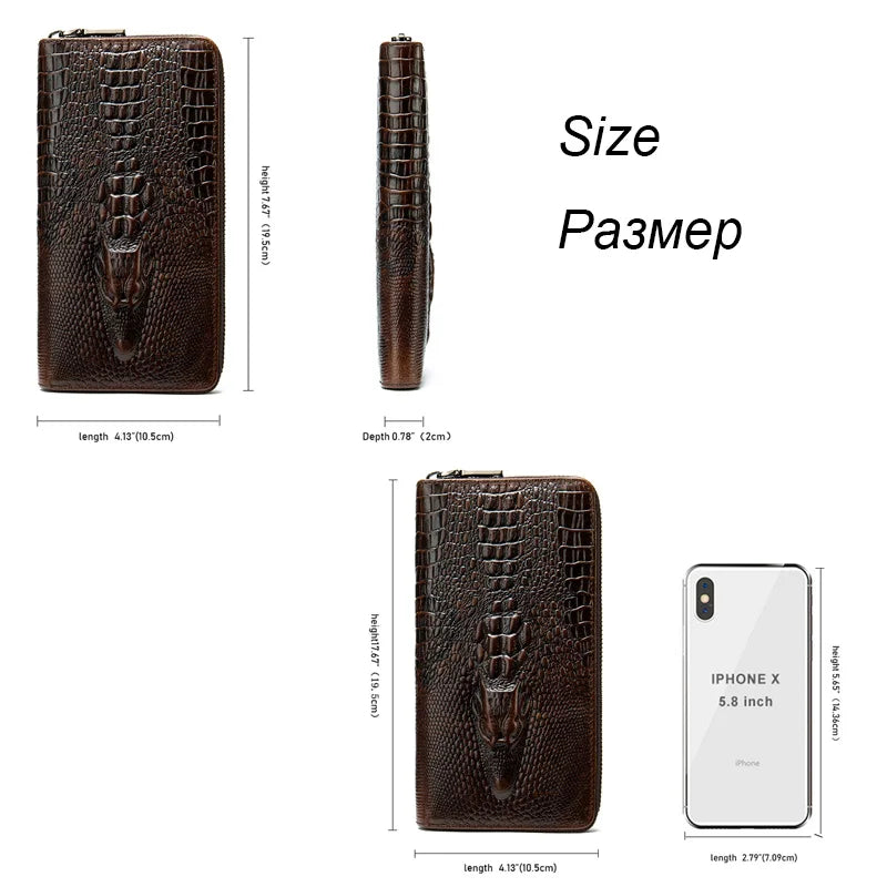 MOTAORA Men's Wallet Genuine Leather Crocodile Pattern Male Purse Fashion Business Clutch For Men Casual Embossed Card Holder
