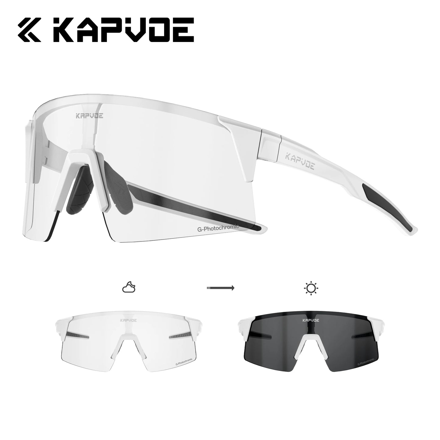 Kapvoe Photochromic Men Bike Cycling Sunglasses Women Glasses Bicycle Sports Running Glasses Outdoor UV400 New Road Goggles
