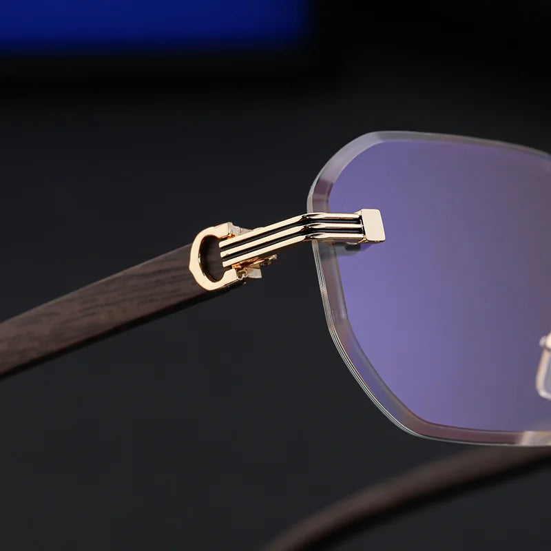 Vintage Square Rimless Sunglasses – 2025 Luxury UV400 Anti-Blue Light Eyewear for Men