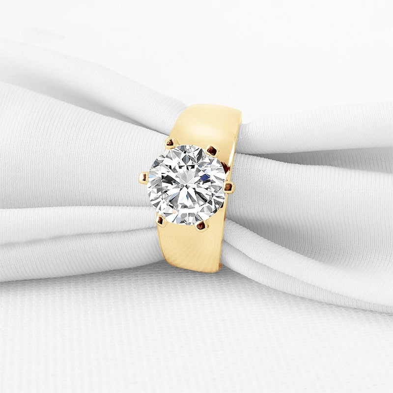 Lnngy Certified 10K Real Gold Moissanite Ring With GRA for Women 9MM 3.0 Carat Lab Created Diamond Solitaire Rings Punk Jewelry