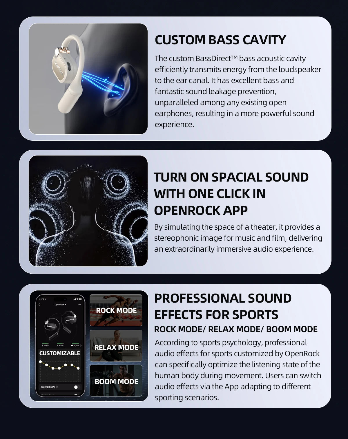 Oneodio OpenRock X Open Ear Headphones Bluetooth 5.3 Wireless Earphones OWS Air Conduction Sports Earbuds With 4 ENC Mic APP 48h