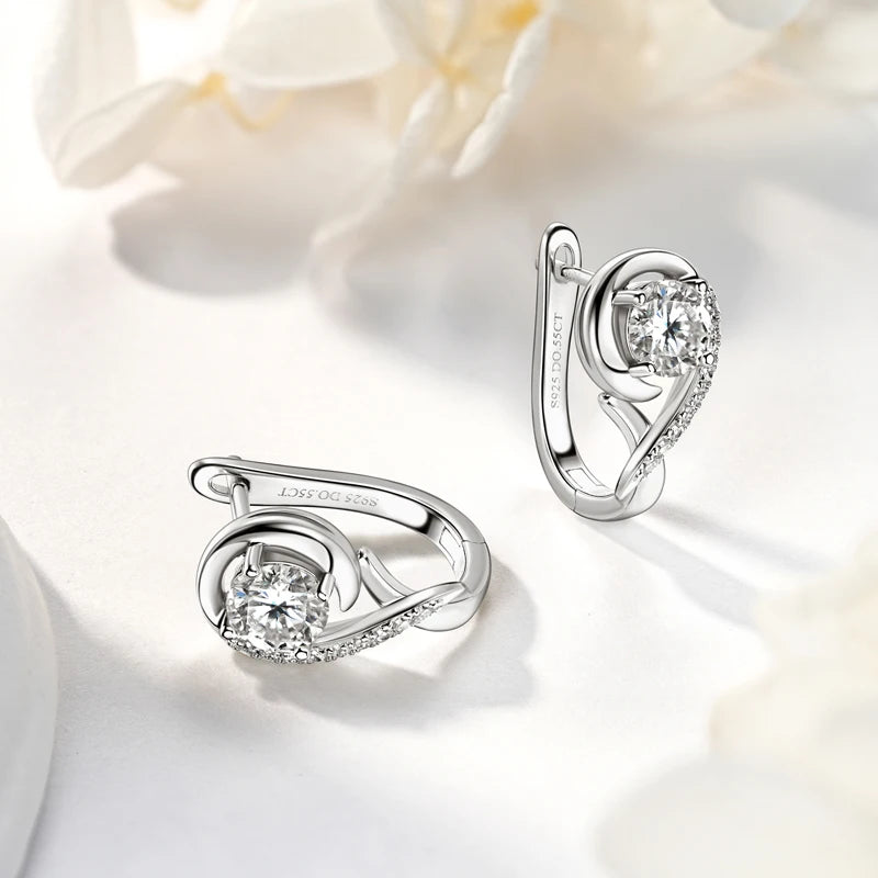 Lnngy Infinity Moissanite Diamond Earring Brinco Prata 925 Sterling Silver Hoop Earrings For Women Sparkling Fine Jewelry GIft