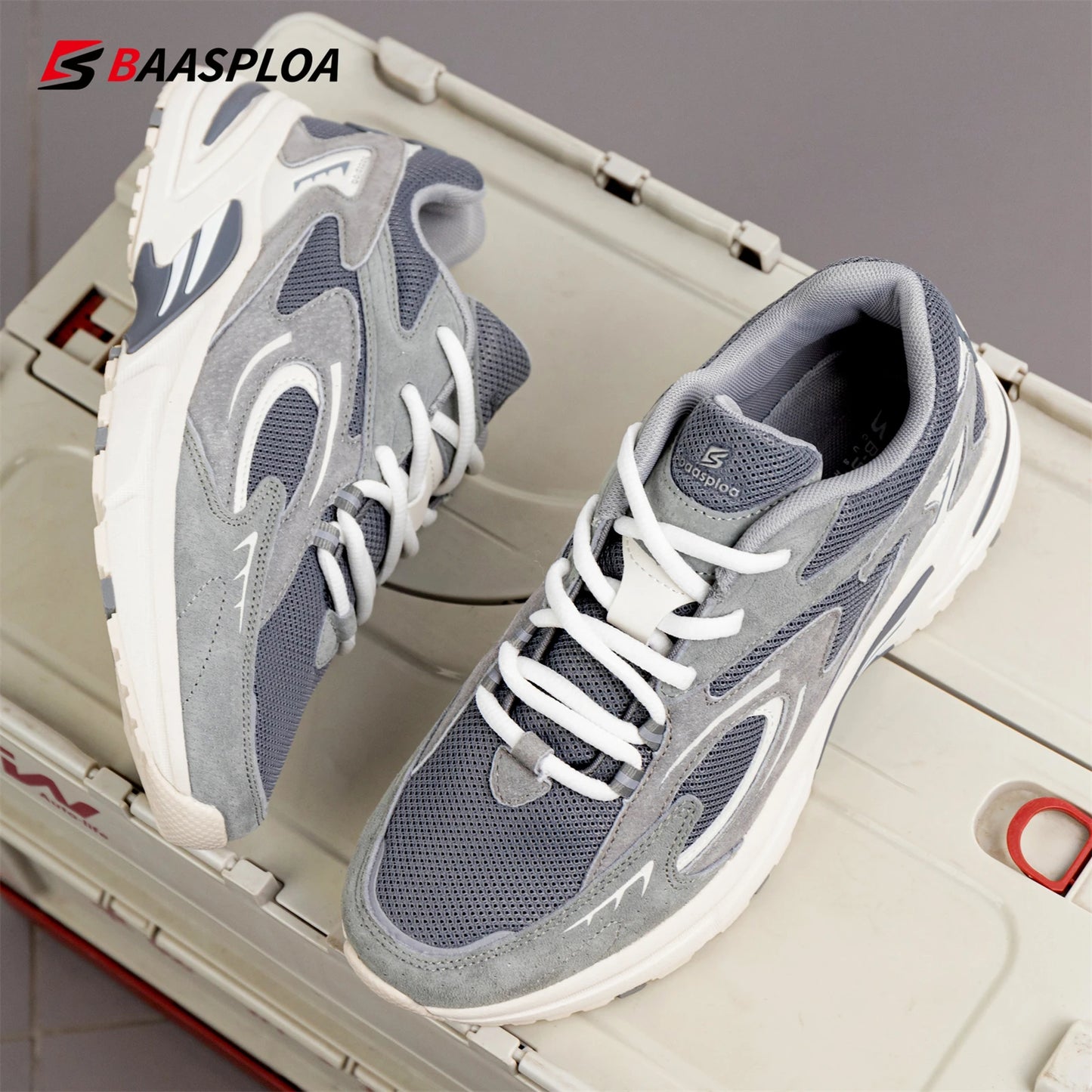 Baaslpoa New Men's Running Shoes Casual Mesh Fabric Breathable Non-Slip Walking Shoes Male Outdoor Basketball Sports Shoes