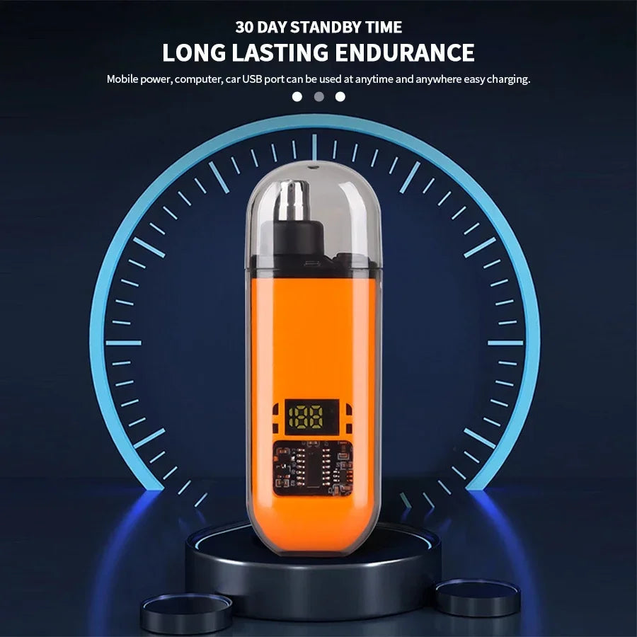 2-in-1 Electric Portable Ear & Nose Hair Trimmer Clipper – Professional Painless Grooming Tool for Men