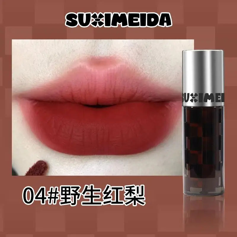 Punk Dark Red Lip Gloss Waterproof Lasting Matte Lipstick Smoky Nude Purple Matte Lipstick Natural Chocolates Lip Tint Makeup