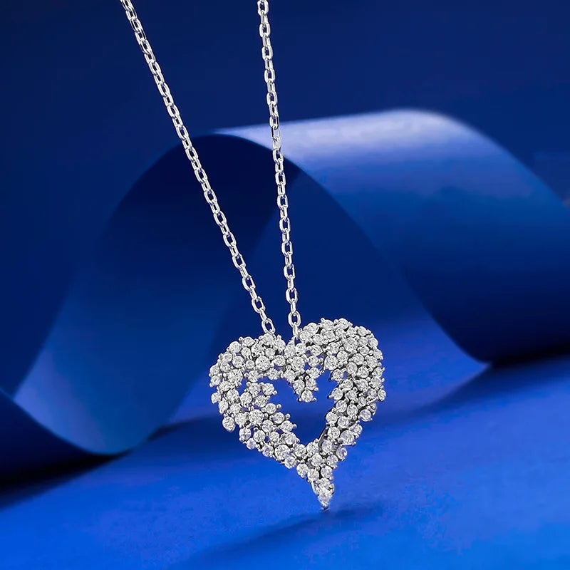 Queen Heart Lab Moissanite Diamond Pendant 100% Real 925 Sterling Silver Wedding Chocker Necklace for Women Engagement Jewelry