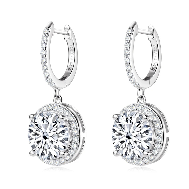 Lnngy 1CT 2CT 3CT Moissanite Earring 925 Certified Silver Drop Earrings For Women Girls Wedding Anniversary Dainty Jewelry Gift