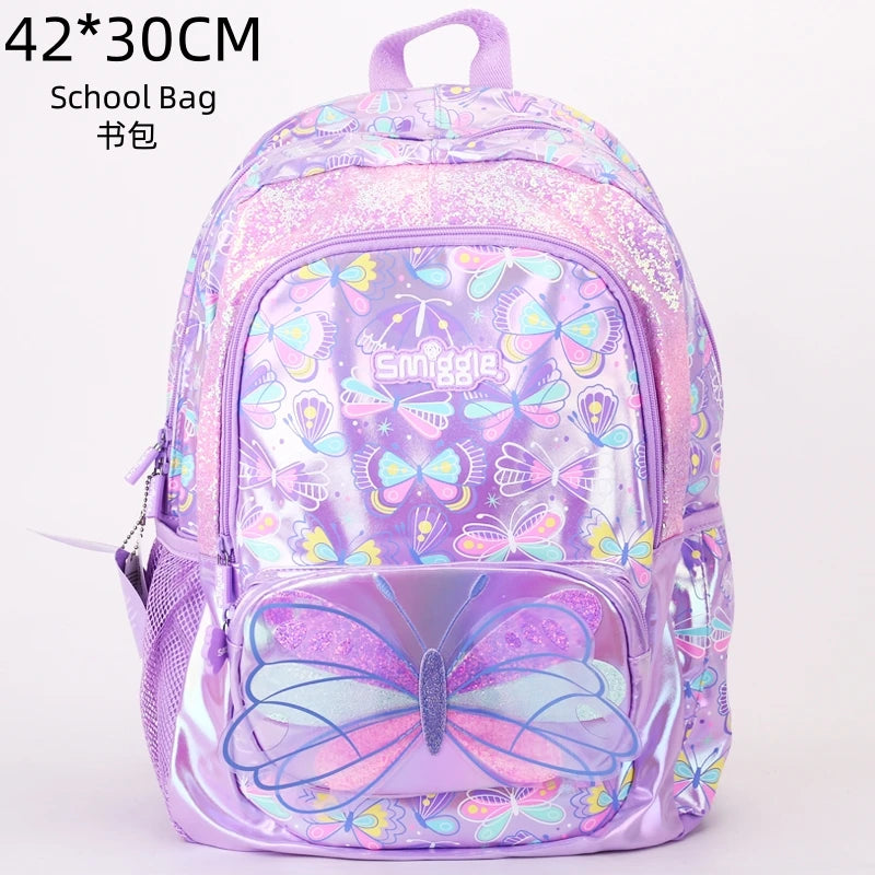 Smiggle Children School Supplies Butterfly Series School Bag Pencil Box Lunch Bag Water Cup Anime Backpack Student Gift
