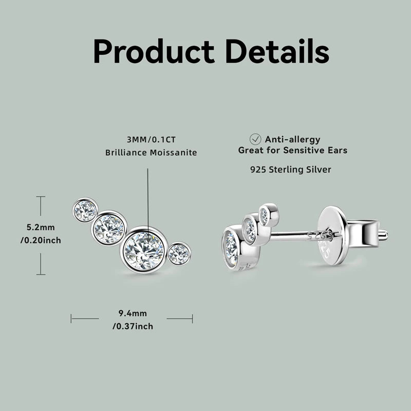 Lnngy GRA Certified Moissanite Stud Earring For Women Original 925 Sterling Silver Irregular Piercing Earring 2025 Hot Jewelry