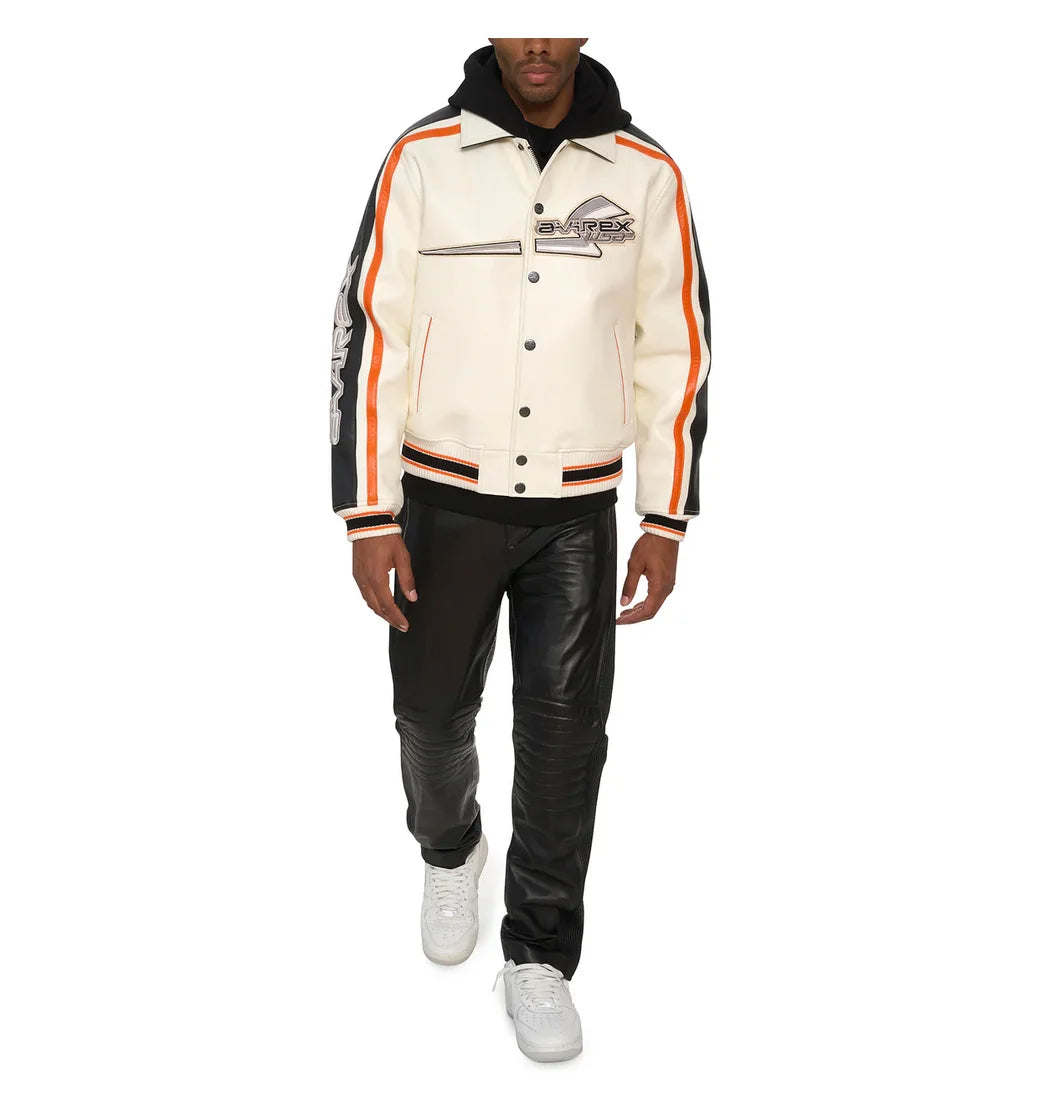 Varsity Jacket Colorblocking Men's Genuine Leather apparel America Size French Sheepskin Autumn Winter Warm Thickness Coat tops