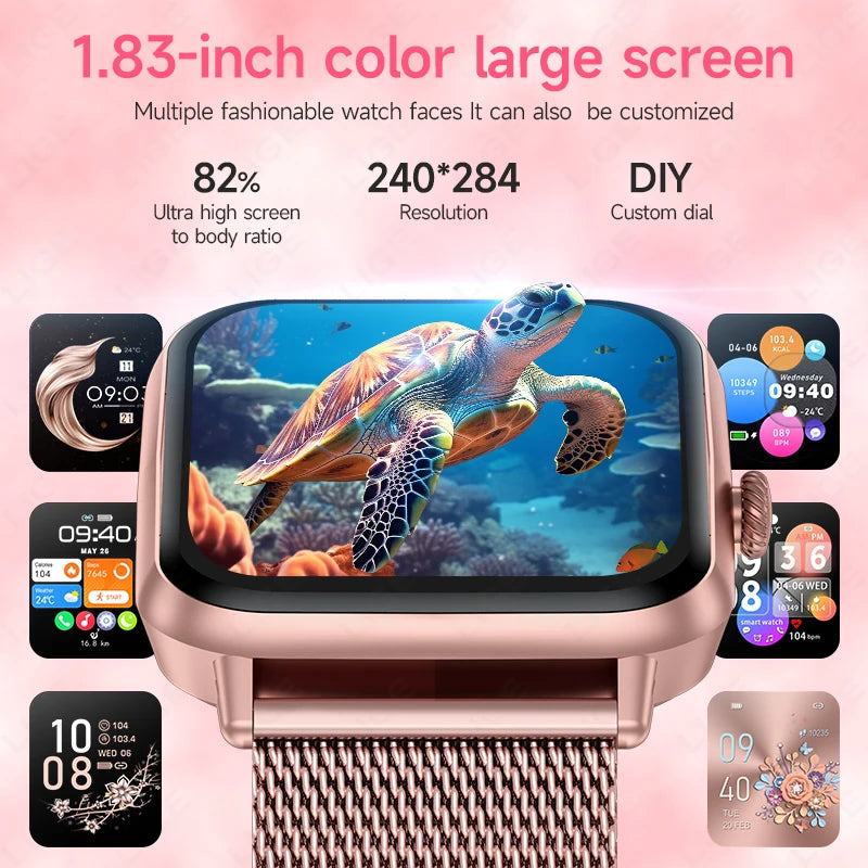 LIGE Fashion 1.83”HD Women Smart Watch Sports Fitness Watch Health Monitoring Digital Men Waterproof Smartwatch Ladies Bracelet