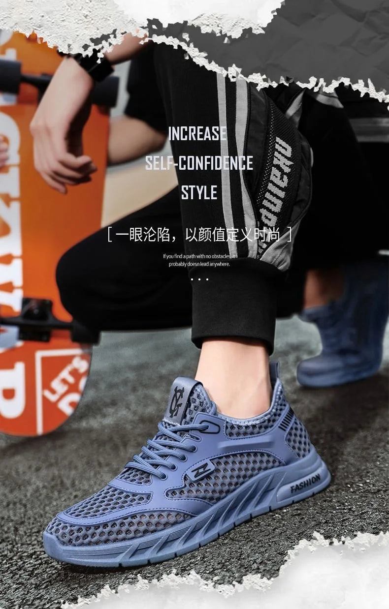 Men's Mesh Sneakers 2024 Summer Mesh Sports Breathable Casual Shoes Comfortable Men's Tennis Shoes Lightweight Running Shoes