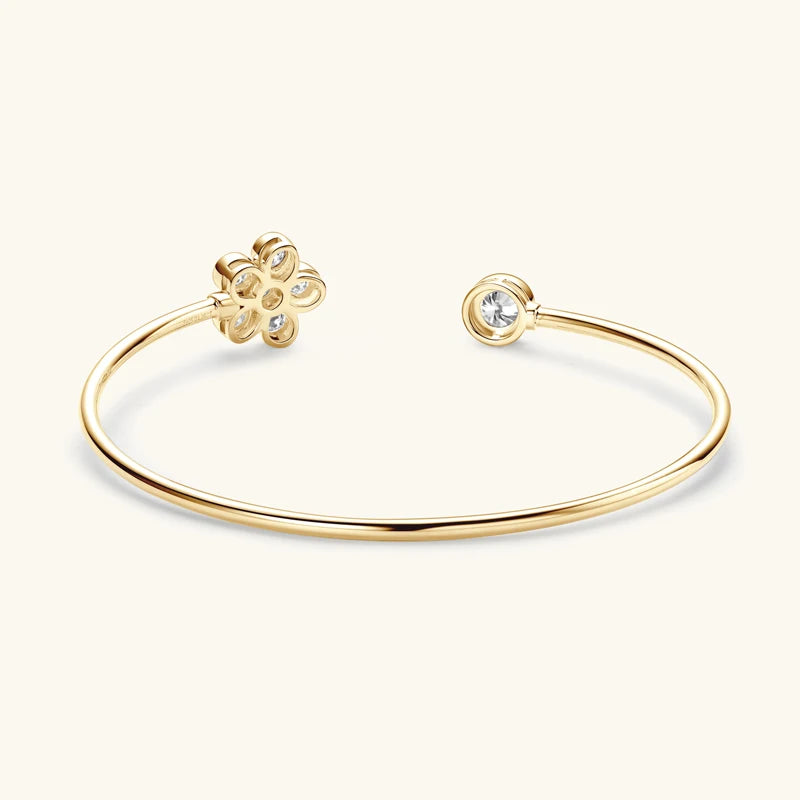 Lnngy Sparkling Moissanite Bracelets For Women Girl Original and Pure 925 Sterling Silver Cuff Bracelet Open Wrist Jewelry Gift