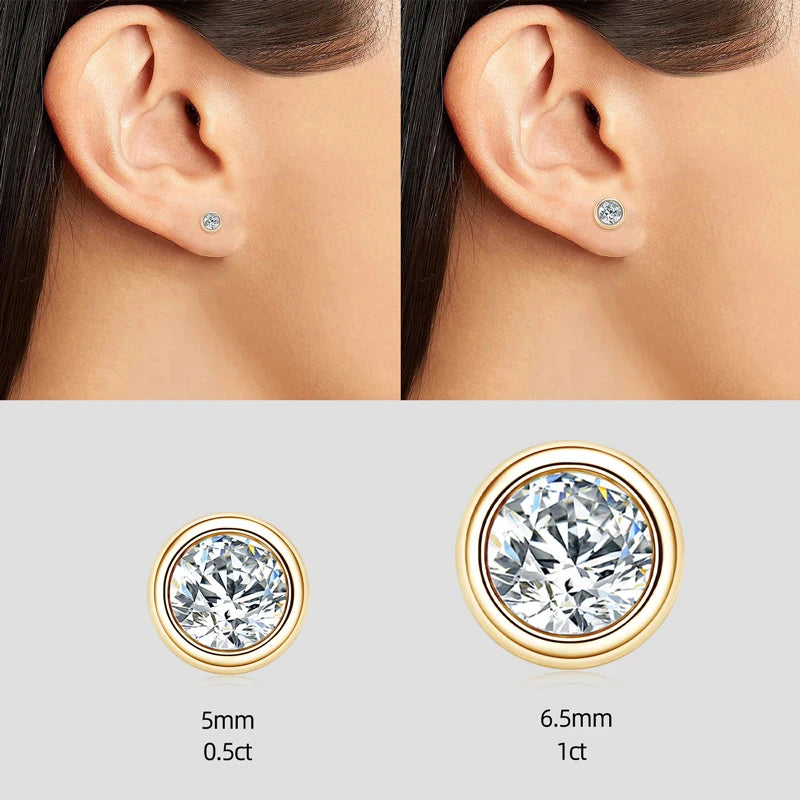 Anziw 925 Silver Set 2ct Moissanite Pendant Necklace 1ct 0.5ct Stud Earrings 18K Gold Plated Jewelry Sets for Women Wedding Gift