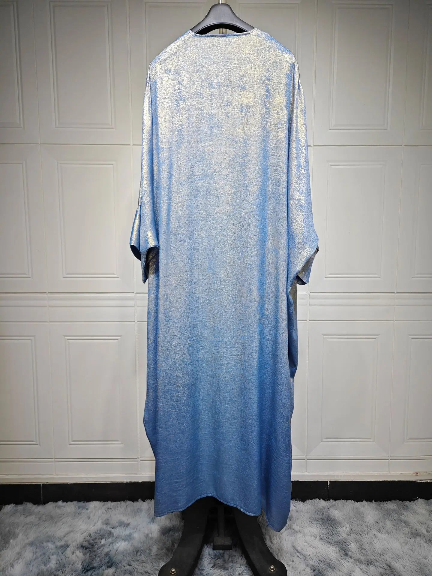 Dubai Luxury Shiny Satin Open Kimono Abaya – Muslim Kaftan Dress for Women