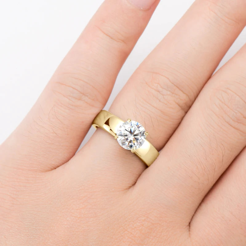 Lnngy 8mm Moissanite Solitaire Ring Certified 925 Sterling Silver Wide Chunky Rings For Women Girls Wedding Party Jewelry Gift