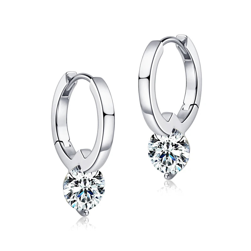 Solitaire 1ct D Moissanite Earrings for Women 2023 Diamond Sterling Silver Hoop Earrings 925 Drop Earrings Girls 14k Gold Plated
