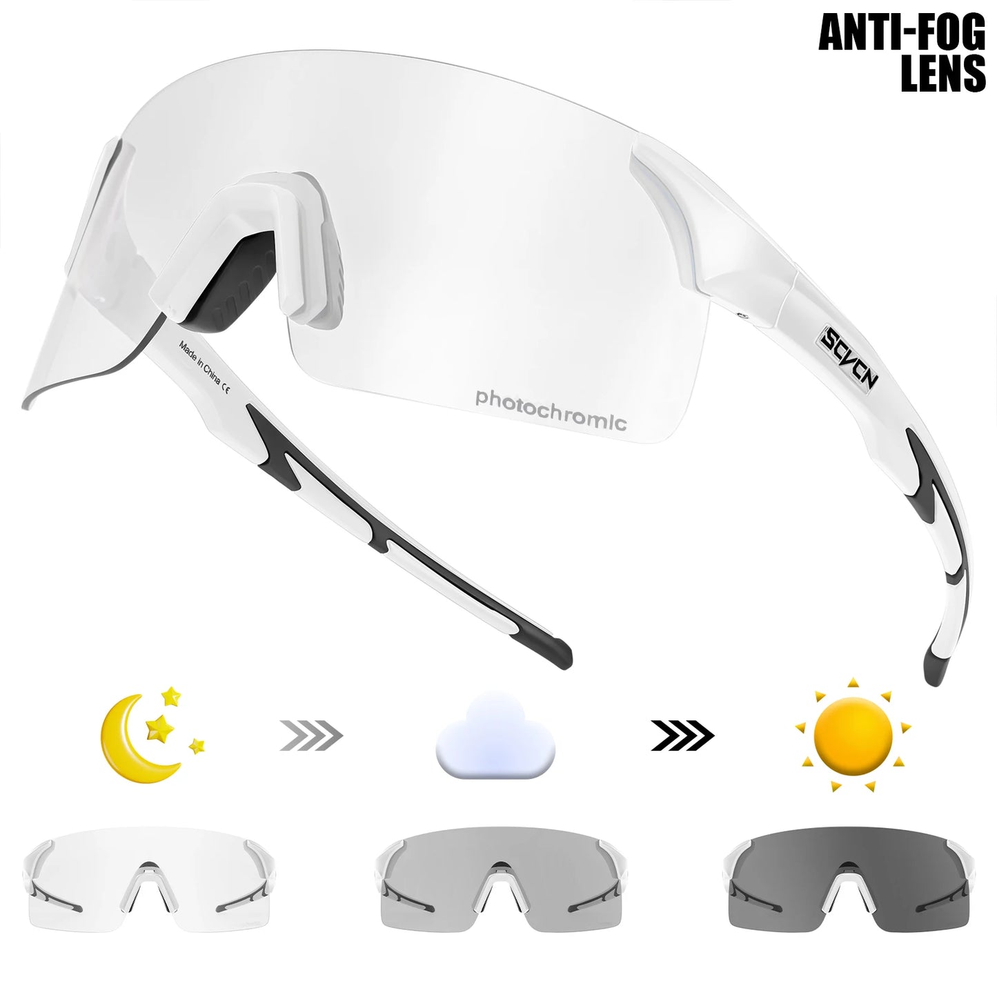 SCVCN New MTB Anti Fog Photochromic Sunglasses Men Outdoor Anti-fog Cycling Glasses Bicycle Women Bike MTB UV400 Sports Eyewear
