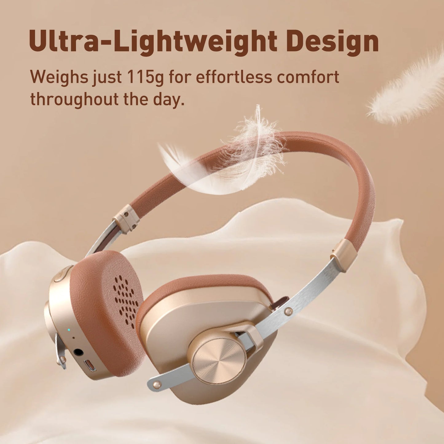 Oneodio F4 Retro Wireless Bluetooth Headphones Hi-Res Audio On Ear Bluetooth 5.4 Headset With Microphone Metal HiFi Headphones