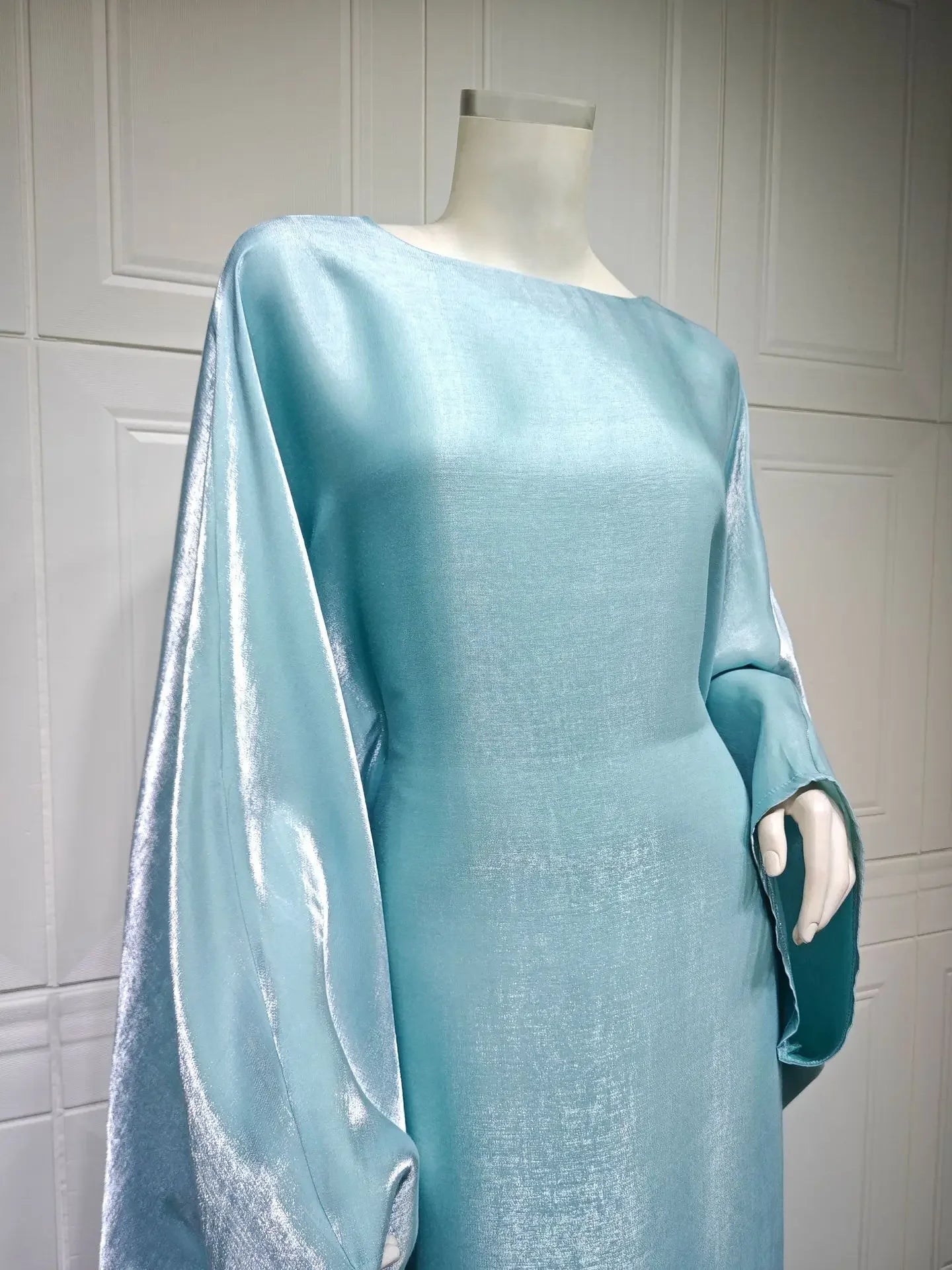 2024 Muslim Dress Women Summer Fashion Muslim Long Sleeve Satin Plus Size Long Abaya Kaftan Abaya Dubai Abaya Muslim Clothes