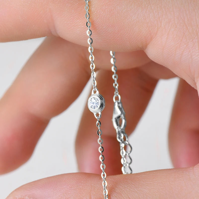 Lnngy 3mm Bezel Moissanite Bracelet Original And Pure 925 Sterling Silver Bracelets For Women Fashion Charm Wedding Jewelry Gift
