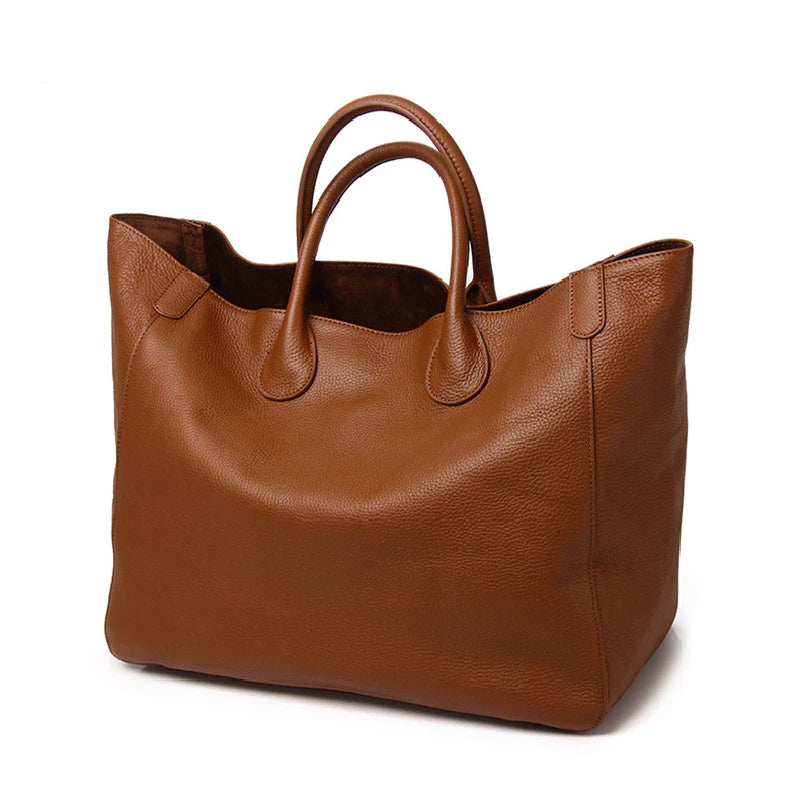 Casual Huge Black Brown Yellow Red Khaki Blue Top Grain Genuine Leather A4 Women Handbag Female Tote Shoulder Shopping Bag M9940