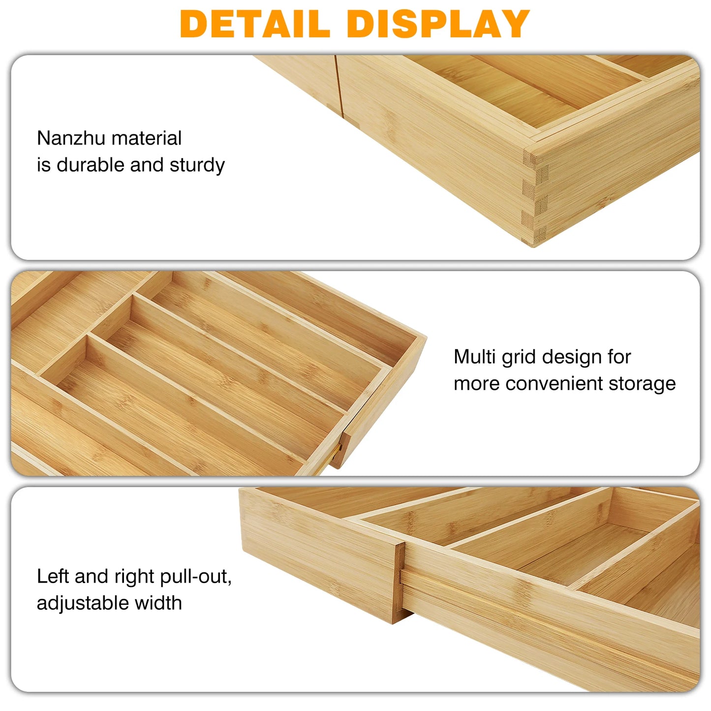 Extendable Cutlery Tray Expandable Storage Organizer Kitchen Drawer Holder Tray Insert Cabinet Utensil Box Makeup Toys Sundries