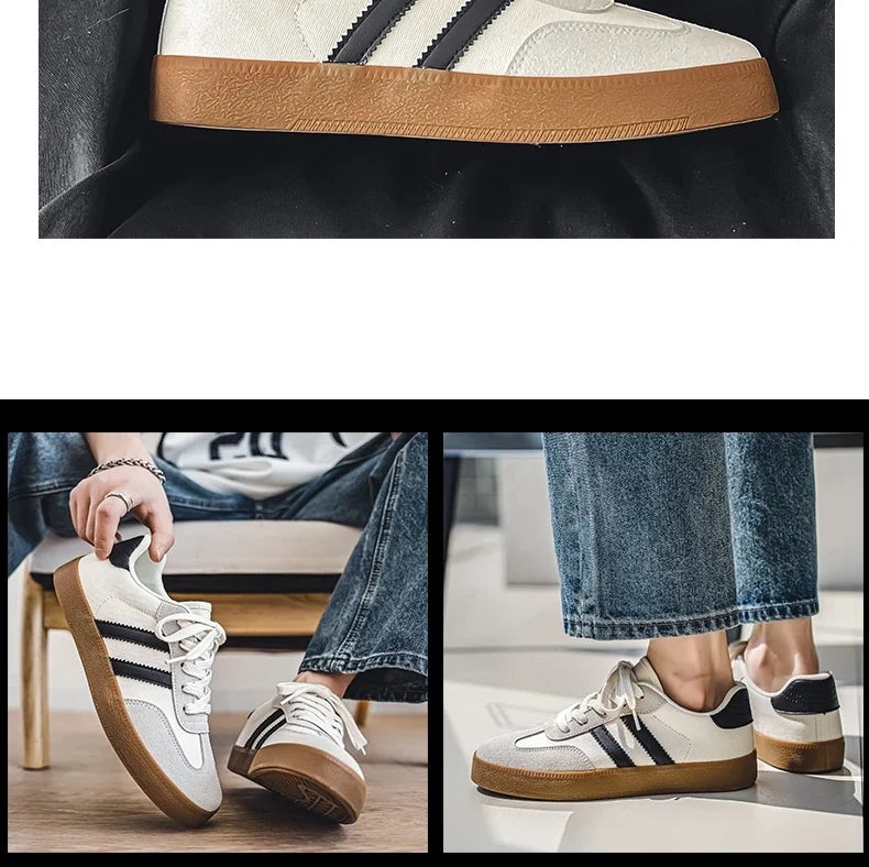 Men's Casual Retro German Training Shoes Lace-up Lightweight Comfortable Sports Flat Shoes Men Skateboard Running Shoes