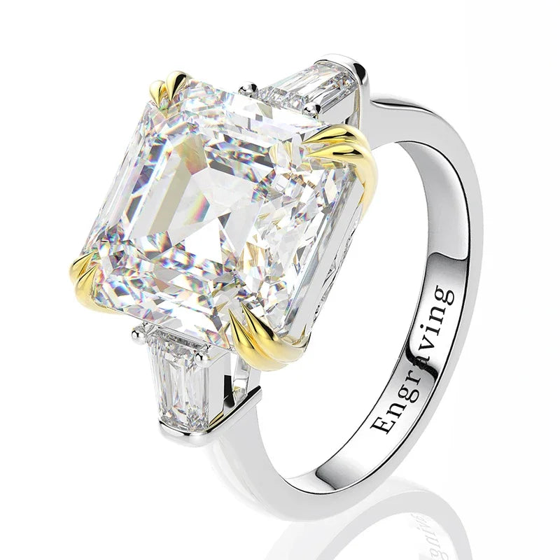 925 Sterling Silver Square Gemstone Ring – Citrine & Zircon Wedding/Engagement Design