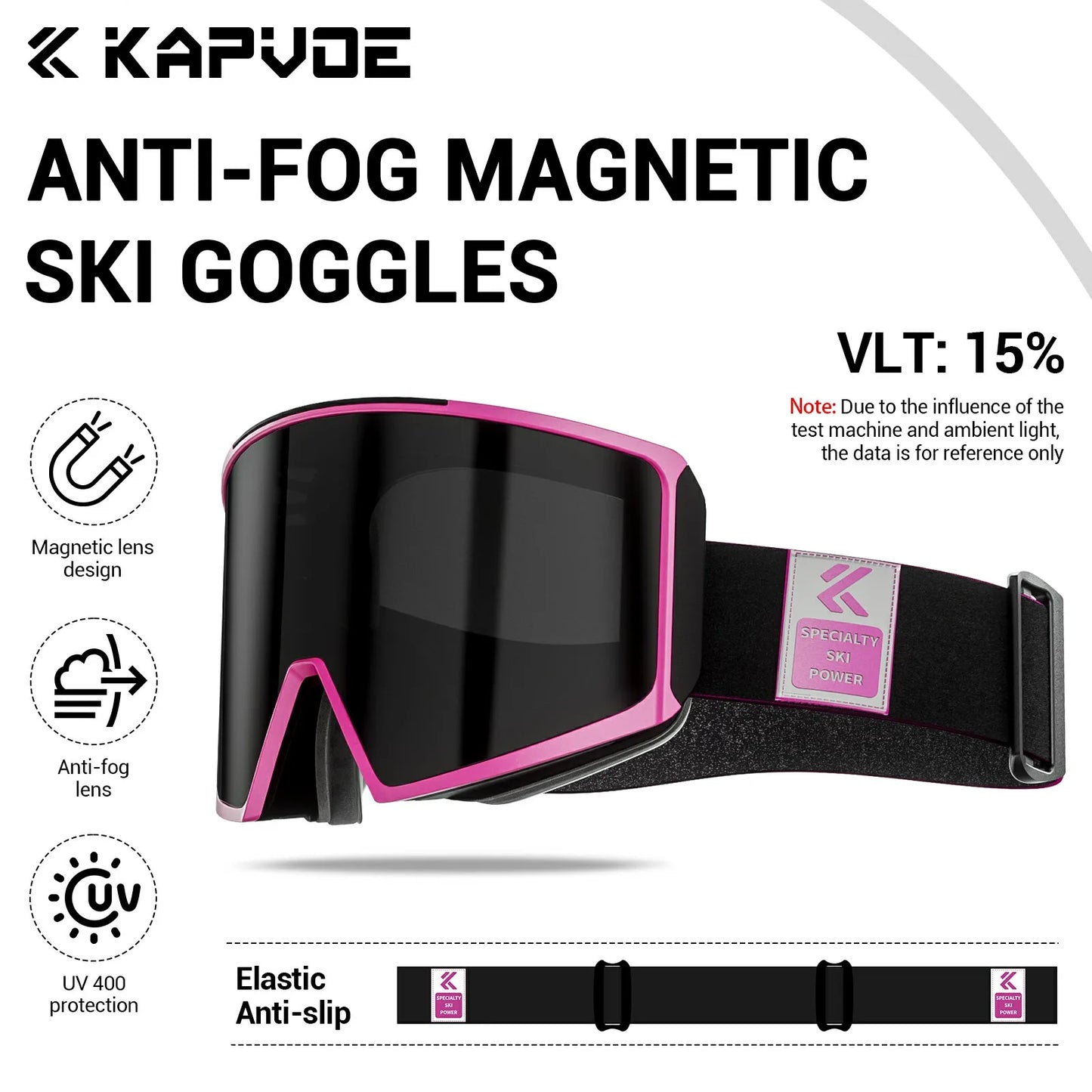 KAPVOE New Ski Snowboard Mask Goggle Men Women UV400 Protection Snow Glasses Magnetic Attraction Anti-Fog Skiing Goggles Adult