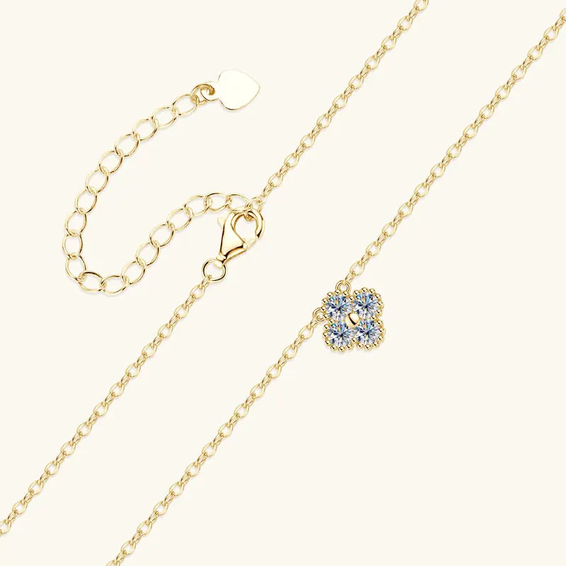 RAPRGOLD GRA Moissanite Four Clover Flower Charm Pendant Necklace Bracelet Set for Women S925 Sterling Silver Fine Jewelry Gifts
