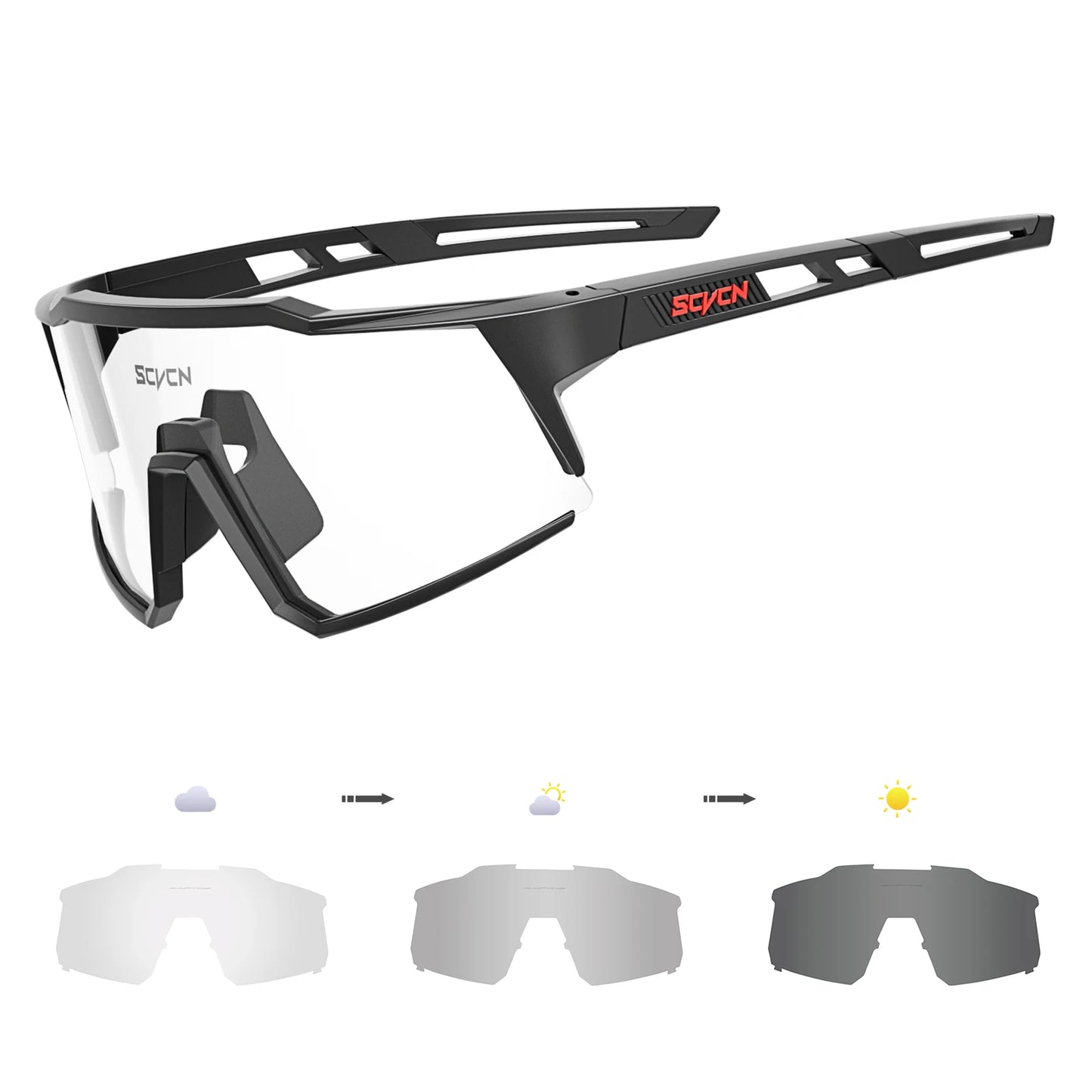 SCVCN Photochromic Cycling Glasses Bike Sunglasses for Men Fashion Mountain Bicycle Road Speed Goggles Eyewear Sports MTB Bike