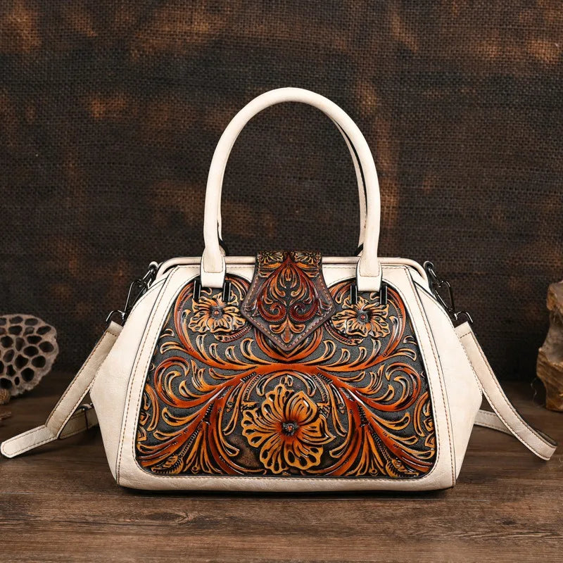 MOTAORA New Vintage Embossed Handmade Handbag For Women Versatile PU Leather Shoulder Bag Large Capacity Crossbody Bags Female