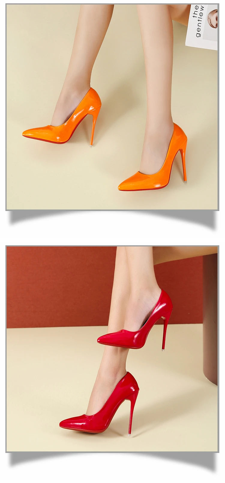 Temperament 12cm Super High Thin Heels Shoes Women Pumps Pointed Toe Colorful Patent Leather Stiletto Wedding Shoe Size 45