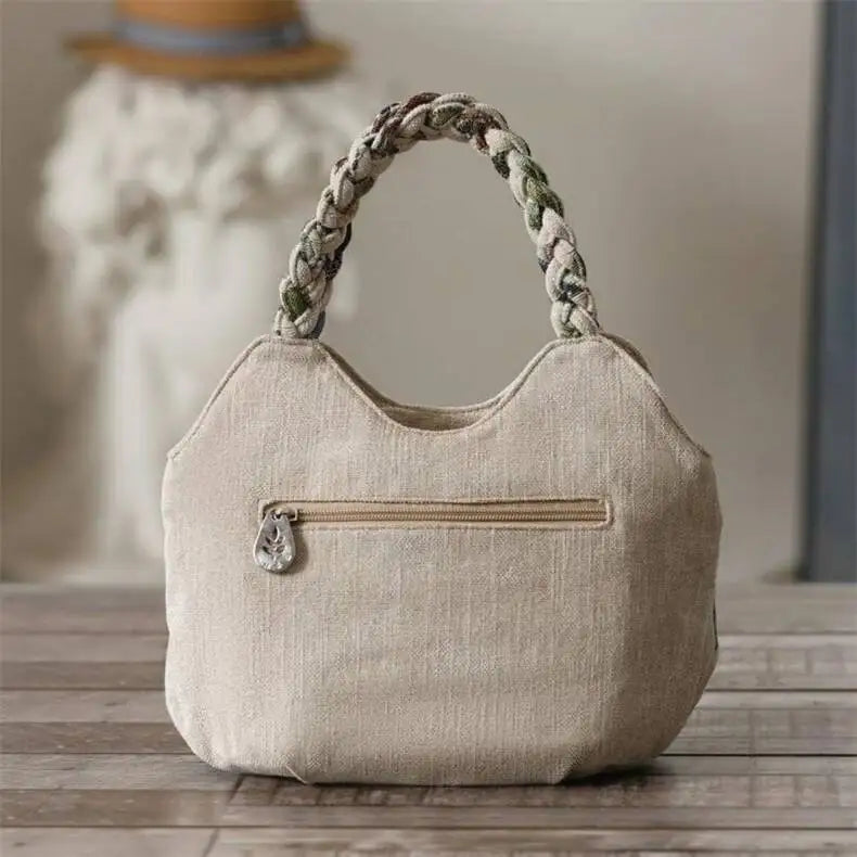 MOTAORA Women Handbags Vintage Canvas Bag Ladies Canvas Handbag Casual 2025 Woven Small Handbag Fabric Gout Craft Female Handbag