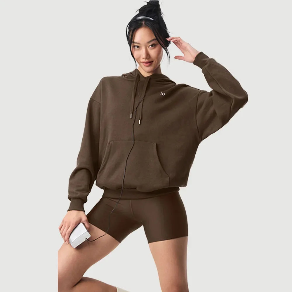 LO Yoga Hoodie Accolade Hoodie Cotton Loose Drawstring Versatile Pure Sports Pullover Hoodie Outdoor Top Yoga Shirts Hooded