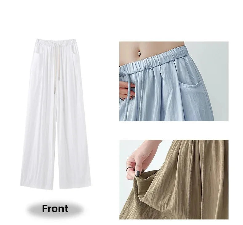 Ice Silk Wide Leg Pants Women Summer Thin Loose Casual Sun Protection Straight Leg Yamamoto Pants Lazy Dragging Pants