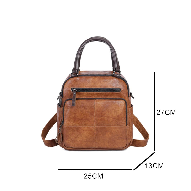 MOTAORA 2025 New Women Handbag Multifunction Leather Flap Bag Ladies Vintage Casual Backpack For Women Small Shoulder Bag Female