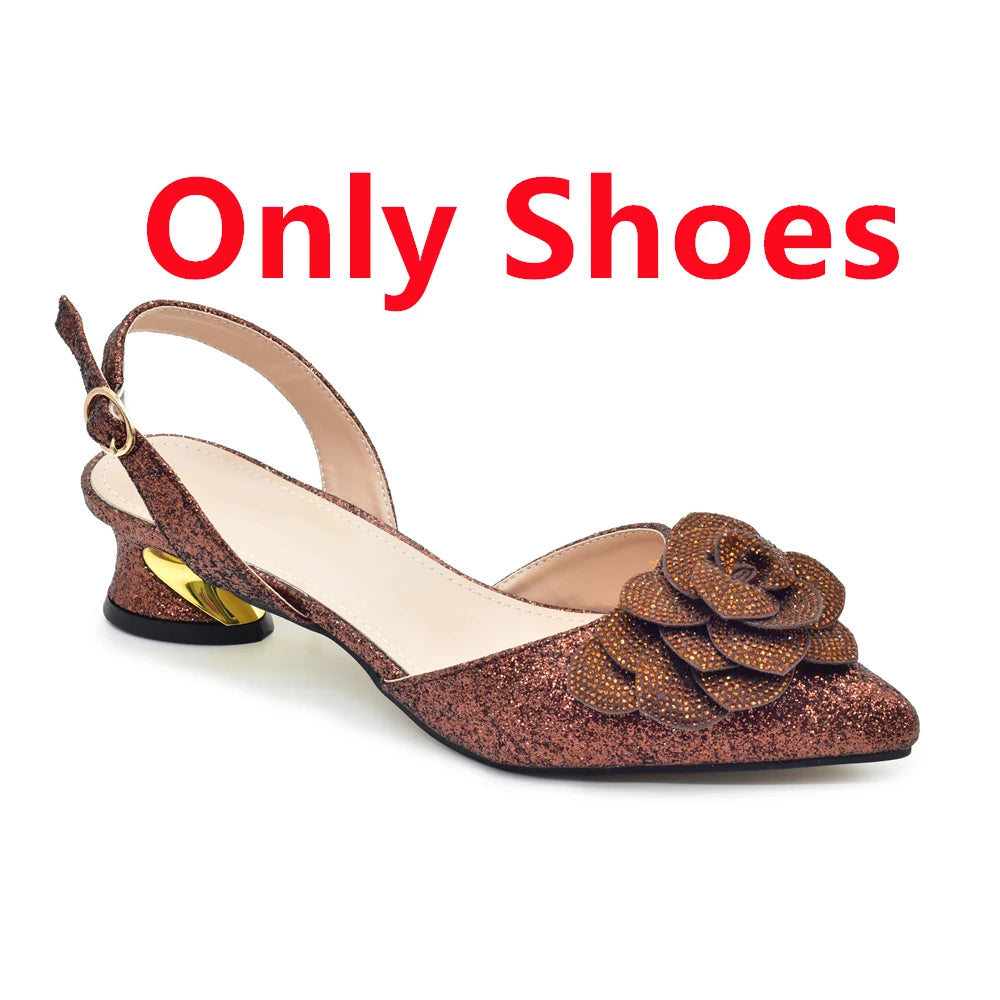 Ladies Shoe and Bag Set Latest Designers Luxury Italian Party Shoes and Bag Set for Women Rhinestone Wedding Bride Shoes Woman