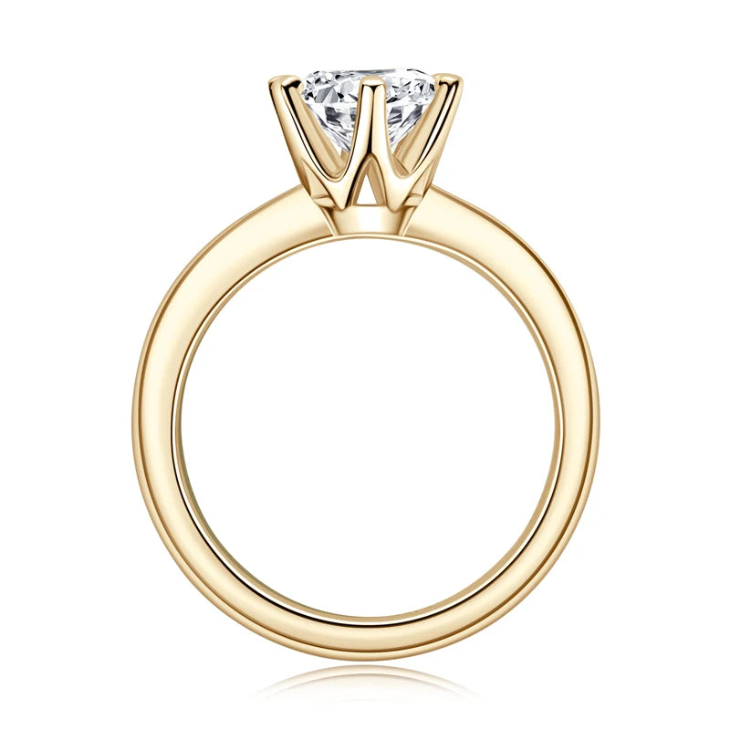 Lnngy 8MM 2CT Moissanite Ring With Certificate 925 Sterling Silver Solitaire Rings for Women Girls Sparkling Wedding Bands Gift