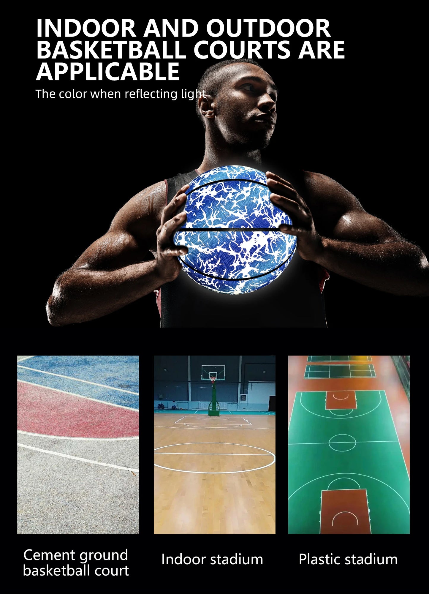 Night Use Composite Leather Luminous Size 5 6 7 Basketball For Boys&Girls-Night Ball Game,Glow In The Dark,In&Outdoor Training