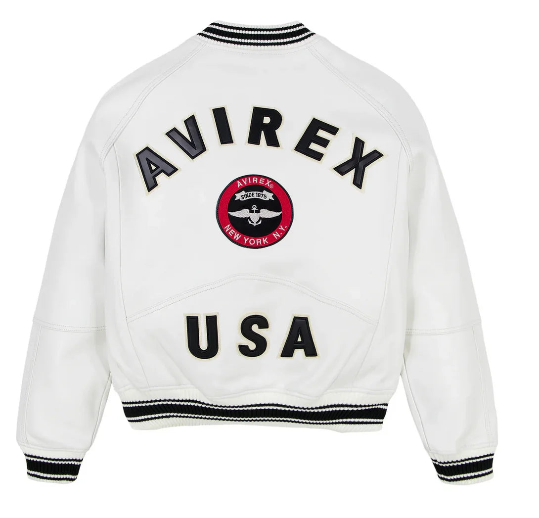 Avirex STADIUM JACKET varsity jacket in 100% antique European lamb leather Men's Spring 2025 New Leather Baseball Jersey coats