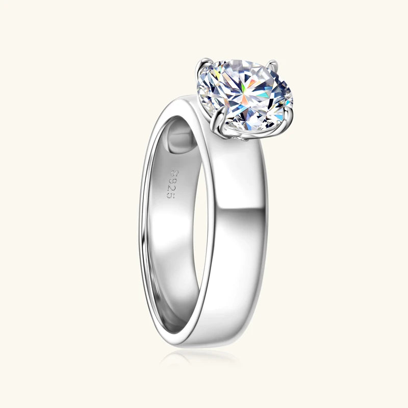 Lnngy 8mm Moissanite Solitaire Ring Certified 925 Sterling Silver Wide Chunky Rings For Women Girls Wedding Party Jewelry Gift