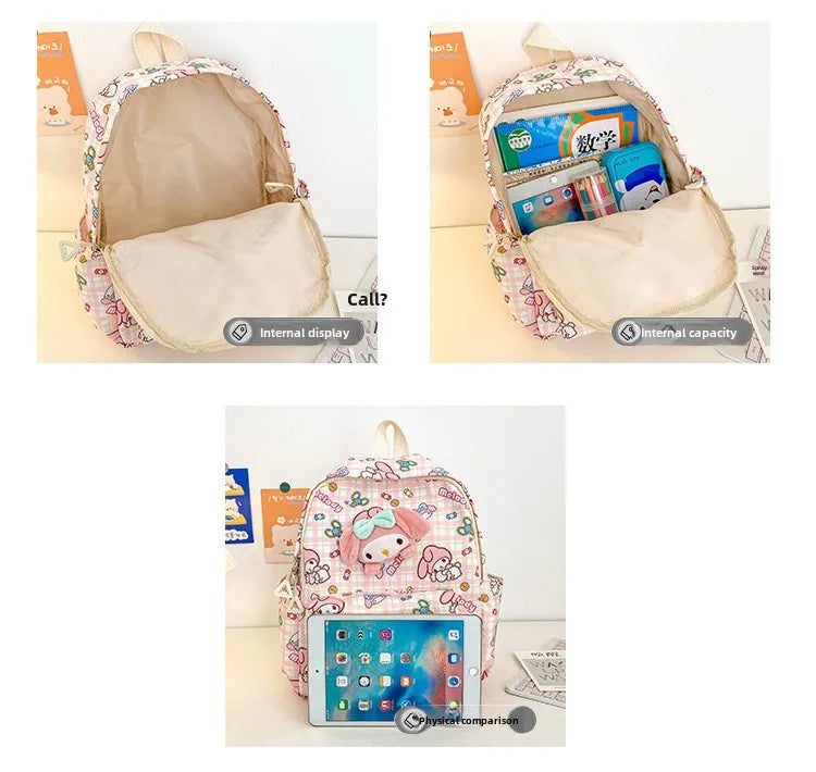 Sanrio Hello Kitty Kuromi Cinnamoroll New Fashion Children's School Bag Cute Large Capacity Kids Backpack College Bag