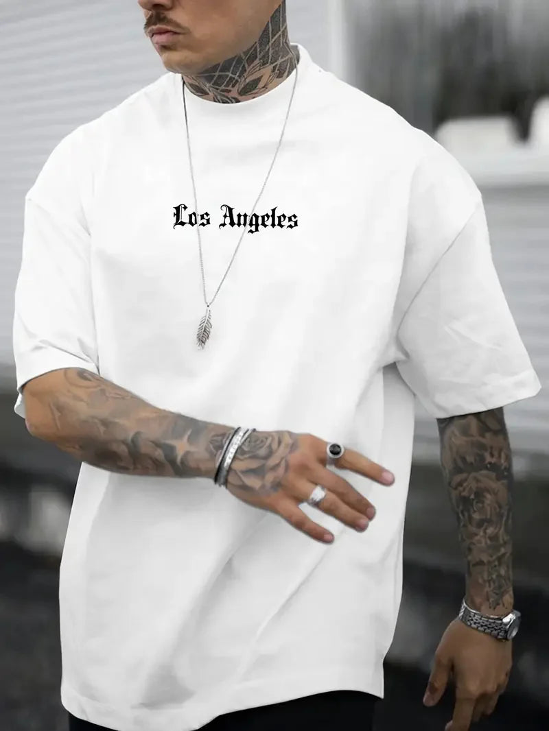 Men’s Summer 100% Cotton Casual T-Shirt Los Angeles Graphic Print | Loose Fit | Breathable Comfort