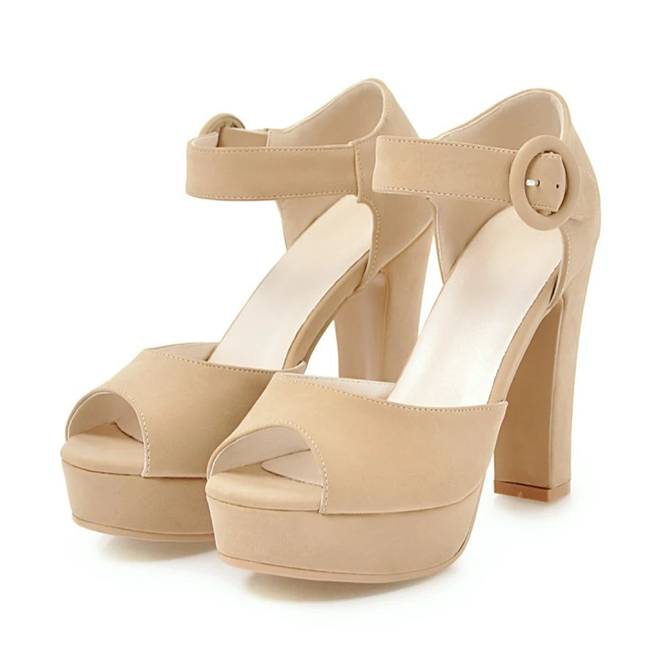 SHOWAYS Women’s Platform Sandals High Chunky Heel Peep Toe Ankle Strap Casual Office Summer Dress Shoes