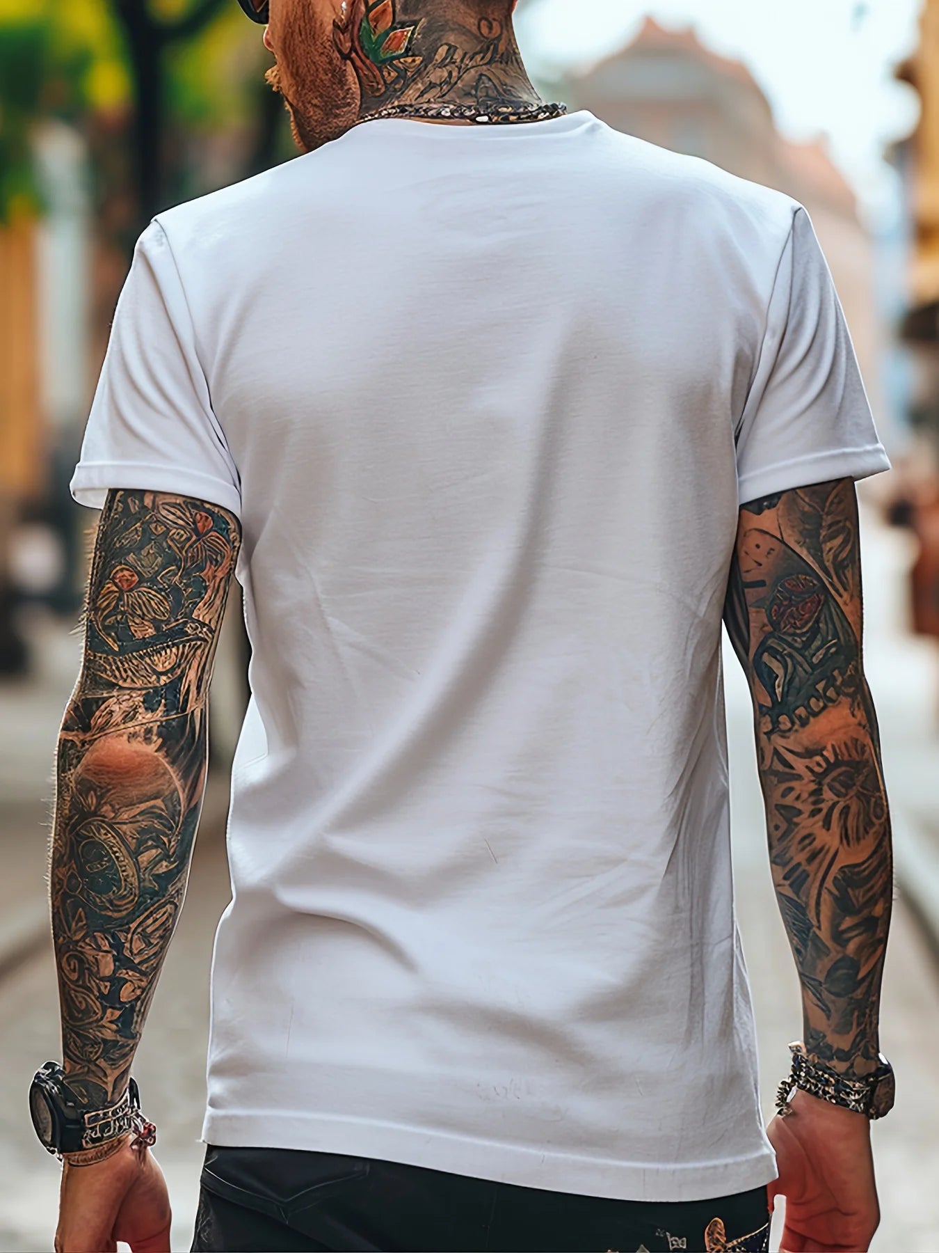 Men's Summer 100 Cotton Fashionable Casual Loose Large Cool Bear Printed Sports Round Neck Short Sleeve T-shirt Top