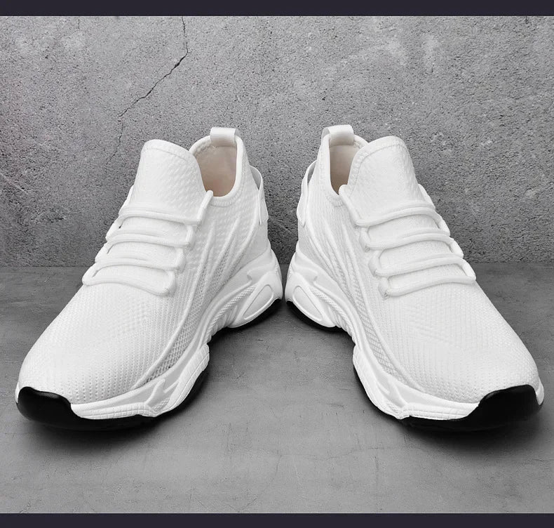 Invisible Heightening 8CM Men's Running Shoes Low Heel Soft Bottom Casual Sports Shoes Breathable Mesh Inner Lining EVA Insole